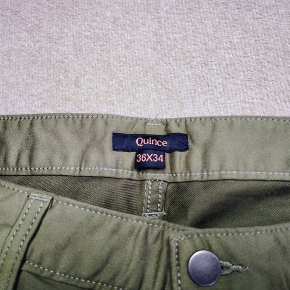 Quince Mens Pants Mens 36x34 Olive Green Comfort Stretch Traveler 5-Pocket Chino - Picture 4 of 10